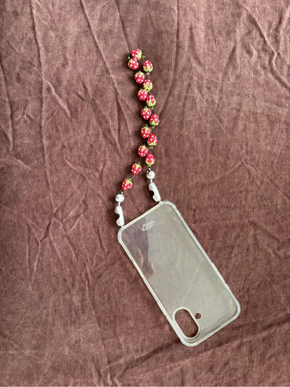 OSSA Clear Phone Case with Red Beaded Strap
